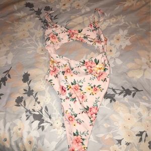 Pink w/ Floral print swimsuit (never worn)